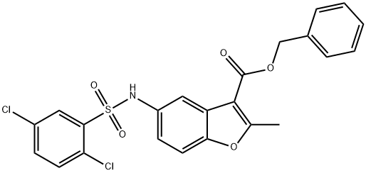 benzyl 5-{[(2,5-dichlorophenyl)sulfonyl]amino}-2-methyl-1-benzofuran-3-carboxylate Struktur