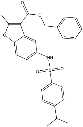 benzyl 5-{[(4-isopropylphenyl)sulfonyl]amino}-2-methyl-1-benzofuran-3-carboxylate Struktur