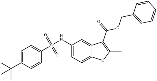 benzyl 5-{[(4-tert-butylphenyl)sulfonyl]amino}-2-methyl-1-benzofuran-3-carboxylate Struktur