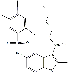 2-methoxyethyl 2-methyl-5-{[(2,4,5-trimethylphenyl)sulfonyl]amino}-1-benzofuran-3-carboxylate Struktur