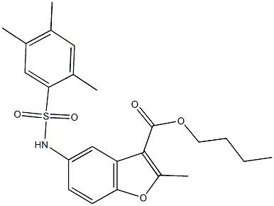 butyl 2-methyl-5-{[(2,4,5-trimethylphenyl)sulfonyl]amino}-1-benzofuran-3-carboxylate Struktur