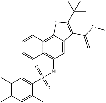 methyl 2-tert-butyl-5-{[(2,4,5-trimethylphenyl)sulfonyl]amino}naphtho[1,2-b]furan-3-carboxylate Struktur