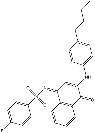 N-(3-(4-butylanilino)-4-oxo-1(4H)-naphthalenylidene)-4-fluorobenzenesulfonamide Struktur