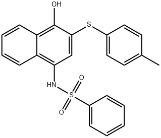 N-{4-hydroxy-3-[(4-methylphenyl)sulfanyl]-1-naphthyl}benzenesulfonamide Struktur