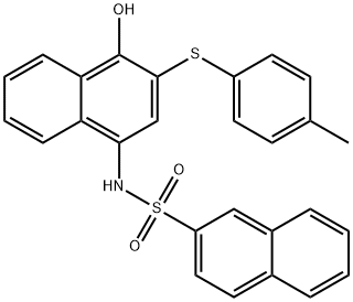 N-{4-hydroxy-3-[(4-methylphenyl)sulfanyl]-1-naphthyl}-2-naphthalenesulfonamide Struktur