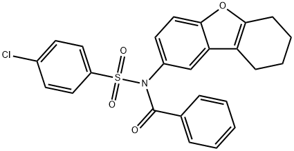 N-benzoyl-4-chloro-N-(6,7,8,9-tetrahydrodibenzo[b,d]furan-2-yl)benzenesulfonamide Struktur