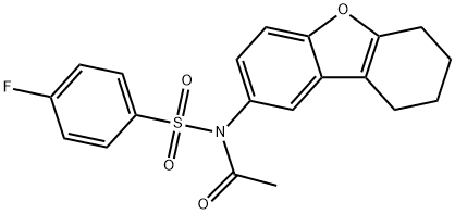 N-acetyl-4-fluoro-N-(6,7,8,9-tetrahydrodibenzo[b,d]furan-2-yl)benzenesulfonamide Struktur