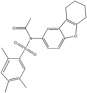 N-acetyl-2,4,5-trimethyl-N-(6,7,8,9-tetrahydrodibenzo[b,d]furan-2-yl)benzenesulfonamide Struktur