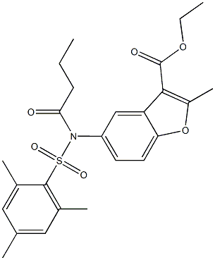 ethyl 5-[butyryl(mesitylsulfonyl)amino]-2-methyl-1-benzofuran-3-carboxylate Struktur