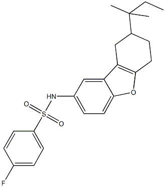 4-fluoro-N-(8-tert-pentyl-6,7,8,9-tetrahydrodibenzo[b,d]furan-2-yl)benzenesulfonamide Struktur