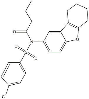 N-butyryl-4-chloro-N-(6,7,8,9-tetrahydrodibenzo[b,d]furan-2-yl)benzenesulfonamide Struktur