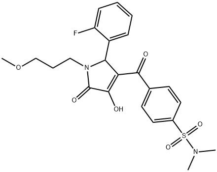 4-{[2-(2-fluorophenyl)-4-hydroxy-1-(3-methoxypropyl)-5-oxo-2,5-dihydro-1H-pyrrol-3-yl]carbonyl}-N,N-dimethylbenzenesulfonamide Struktur