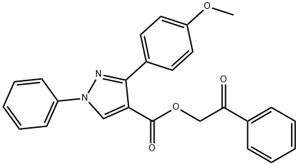 2-oxo-2-phenylethyl 3-(4-methoxyphenyl)-1-phenyl-1H-pyrazole-4-carboxylate Struktur