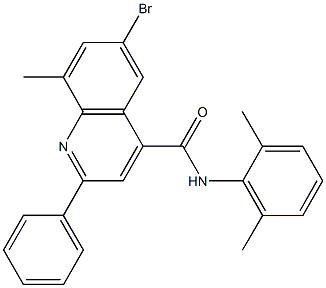 6-bromo-N-(2,6-dimethylphenyl)-8-methyl-2-phenyl-4-quinolinecarboxamide Struktur