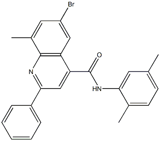 6-bromo-N-(2,5-dimethylphenyl)-8-methyl-2-phenyl-4-quinolinecarboxamide Struktur