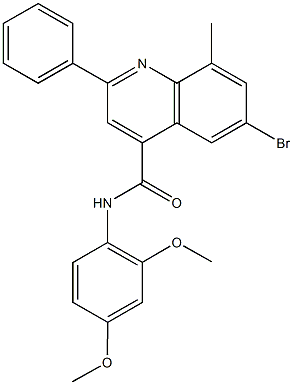 6-bromo-N-(2,4-dimethoxyphenyl)-8-methyl-2-phenyl-4-quinolinecarboxamide Struktur