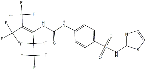 N-(1,3-thiazol-2-yl)-4-[({[3,3,3-trifluoro-1-(1,1,2,2,2-pentafluoroethyl)-2-(trifluoromethyl)-1-propenyl]amino}carbothioyl)amino]benzenesulfonamide Struktur