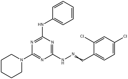 2,4-dichlorobenzaldehyde [4-anilino-6-(1-piperidinyl)-1,3,5-triazin-2-yl]hydrazone Struktur