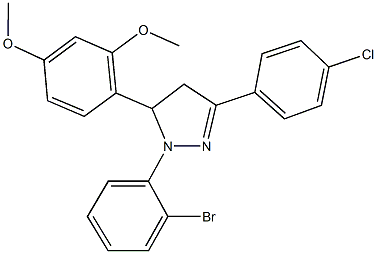 1-(2-bromophenyl)-3-(4-chlorophenyl)-5-(2,4-dimethoxyphenyl)-4,5-dihydro-1H-pyrazole Struktur