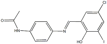 N-{4-[(5-chloro-2-hydroxy-3-iodobenzylidene)amino]phenyl}acetamide Struktur