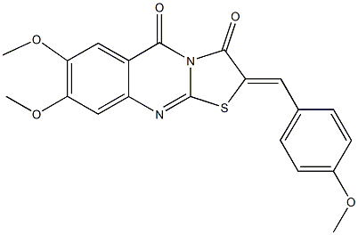 7,8-dimethoxy-2-(4-methoxybenzylidene)-5H-[1,3]thiazolo[2,3-b]quinazoline-3,5(2H)-dione Struktur