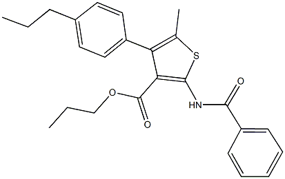 propyl 2-(benzoylamino)-5-methyl-4-(4-propylphenyl)-3-thiophenecarboxylate Struktur