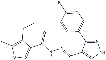 4-ethyl-N'-{[3-(4-fluorophenyl)-1H-pyrazol-4-yl]methylene}-5-methyl-3-thiophenecarbohydrazide Struktur