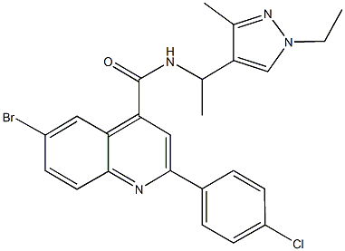 6-bromo-2-(4-chlorophenyl)-N-[1-(1-ethyl-3-methyl-1H-pyrazol-4-yl)ethyl]-4-quinolinecarboxamide Struktur