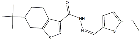 6-tert-butyl-N'-[(5-ethyl-2-thienyl)methylene]-4,5,6,7-tetrahydro-1-benzothiophene-3-carbohydrazide Struktur