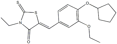 5-[4-(cyclopentyloxy)-3-ethoxybenzylidene]-3-ethyl-2-thioxo-1,3-thiazolidin-4-one Struktur