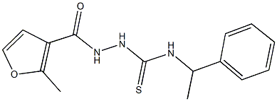 2-(2-methyl-3-furoyl)-N-(1-phenylethyl)hydrazinecarbothioamide Struktur