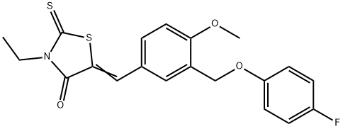 3-ethyl-5-{3-[(4-fluorophenoxy)methyl]-4-methoxybenzylidene}-2-thioxo-1,3-thiazolidin-4-one Struktur