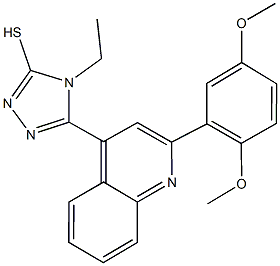 5-[2-(2,5-dimethoxyphenyl)-4-quinolinyl]-4-ethyl-4H-1,2,4-triazole-3-thiol Struktur