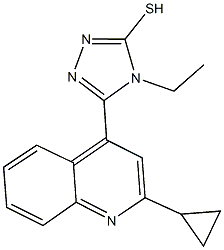 5-(2-cyclopropyl-4-quinolinyl)-4-ethyl-4H-1,2,4-triazol-3-yl hydrosulfide Struktur