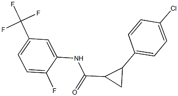 2-(4-chlorophenyl)-N-[2-fluoro-5-(trifluoromethyl)phenyl]cyclopropanecarboxamide Struktur