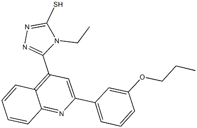 4-ethyl-5-[2-(3-propoxyphenyl)-4-quinolinyl]-4H-1,2,4-triazol-3-yl hydrosulfide Struktur