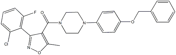 benzyl 4-(4-{[3-(2-chloro-6-fluorophenyl)-5-methyl-4-isoxazolyl]carbonyl}-1-piperazinyl)phenyl ether Struktur