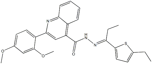 2-(2,4-dimethoxyphenyl)-N'-[1-(5-ethyl-2-thienyl)propylidene]-4-quinolinecarbohydrazide Struktur