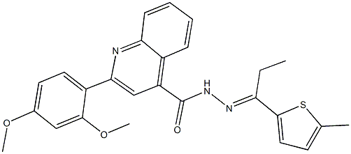 2-(2,4-dimethoxyphenyl)-N'-[1-(5-methyl-2-thienyl)propylidene]-4-quinolinecarbohydrazide Struktur