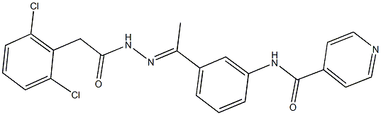 N-(3-{N-[(2,6-dichlorophenyl)acetyl]ethanehydrazonoyl}phenyl)isonicotinamide Struktur