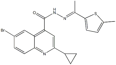 6-bromo-2-cyclopropyl-N'-[1-(5-methyl-2-thienyl)ethylidene]-4-quinolinecarbohydrazide Struktur