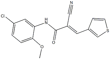 N-(5-chloro-2-methoxyphenyl)-2-cyano-3-(3-thienyl)acrylamide Struktur