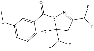 3,5-bis(difluoromethyl)-1-(3-methoxybenzoyl)-4,5-dihydro-1H-pyrazol-5-ol Struktur