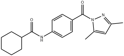 N-{4-[(3,5-dimethyl-1H-pyrazol-1-yl)carbonyl]phenyl}cyclohexanecarboxamide Struktur