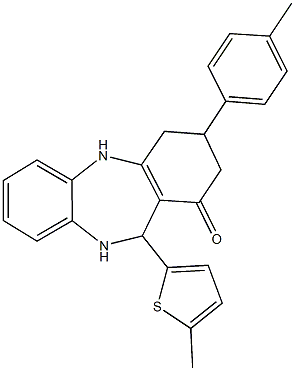 3-(4-methylphenyl)-11-(5-methyl-2-thienyl)-2,3,4,5,10,11-hexahydro-1H-dibenzo[b,e][1,4]diazepin-1-one Struktur