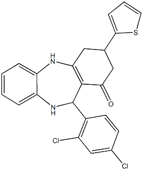 11-(2,4-dichlorophenyl)-3-(2-thienyl)-2,3,4,5,10,11-hexahydro-1H-dibenzo[b,e][1,4]diazepin-1-one Struktur