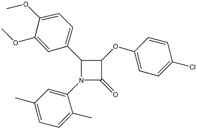 3-(4-chlorophenoxy)-4-(3,4-dimethoxyphenyl)-1-(2,5-dimethylphenyl)-2-azetidinone Struktur