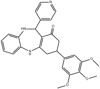 11-(4-pyridinyl)-3-(3,4,5-trimethoxyphenyl)-2,3,4,5,10,11-hexahydro-1H-dibenzo[b,e][1,4]diazepin-1-one Struktur