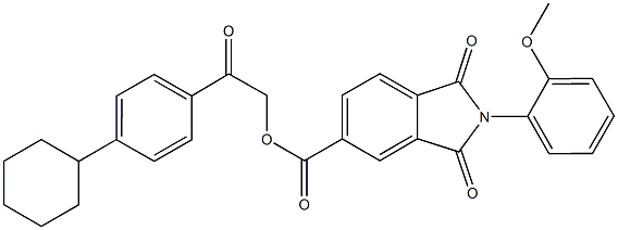 2-(4-cyclohexylphenyl)-2-oxoethyl 2-(2-methoxyphenyl)-1,3-dioxo-5-isoindolinecarboxylate Struktur