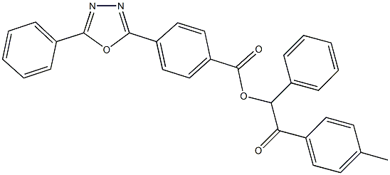 2-(4-methylphenyl)-2-oxo-1-phenylethyl 4-(5-phenyl-1,3,4-oxadiazol-2-yl)benzoate Struktur